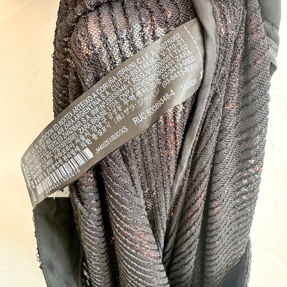 Zara | Sparkle Sequins Flare Wide Leg Pants Striped Black Red - 3440/251/800 - Picture 11 of 12